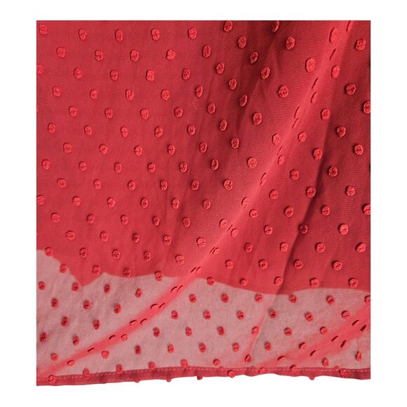 J. CREW Women M Blouse Ruffle Swiss Dot Rust Button Up Long Sleeve Lined 40" - Picture 7 of 9